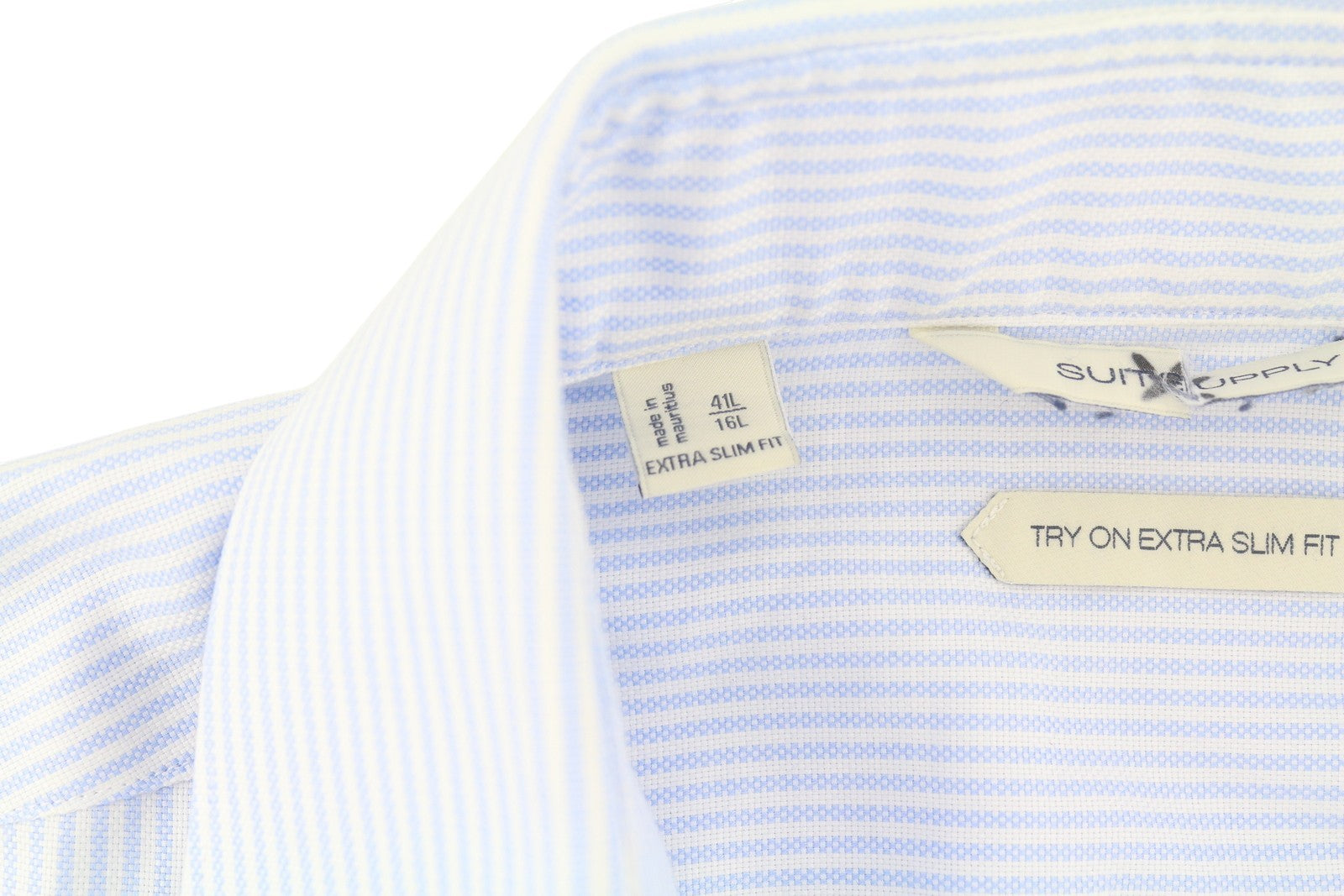 SUITSUPPLY Try On Extra Slim Fit Men Formal Shirt 41L / 16L Pinstriped Cutaway