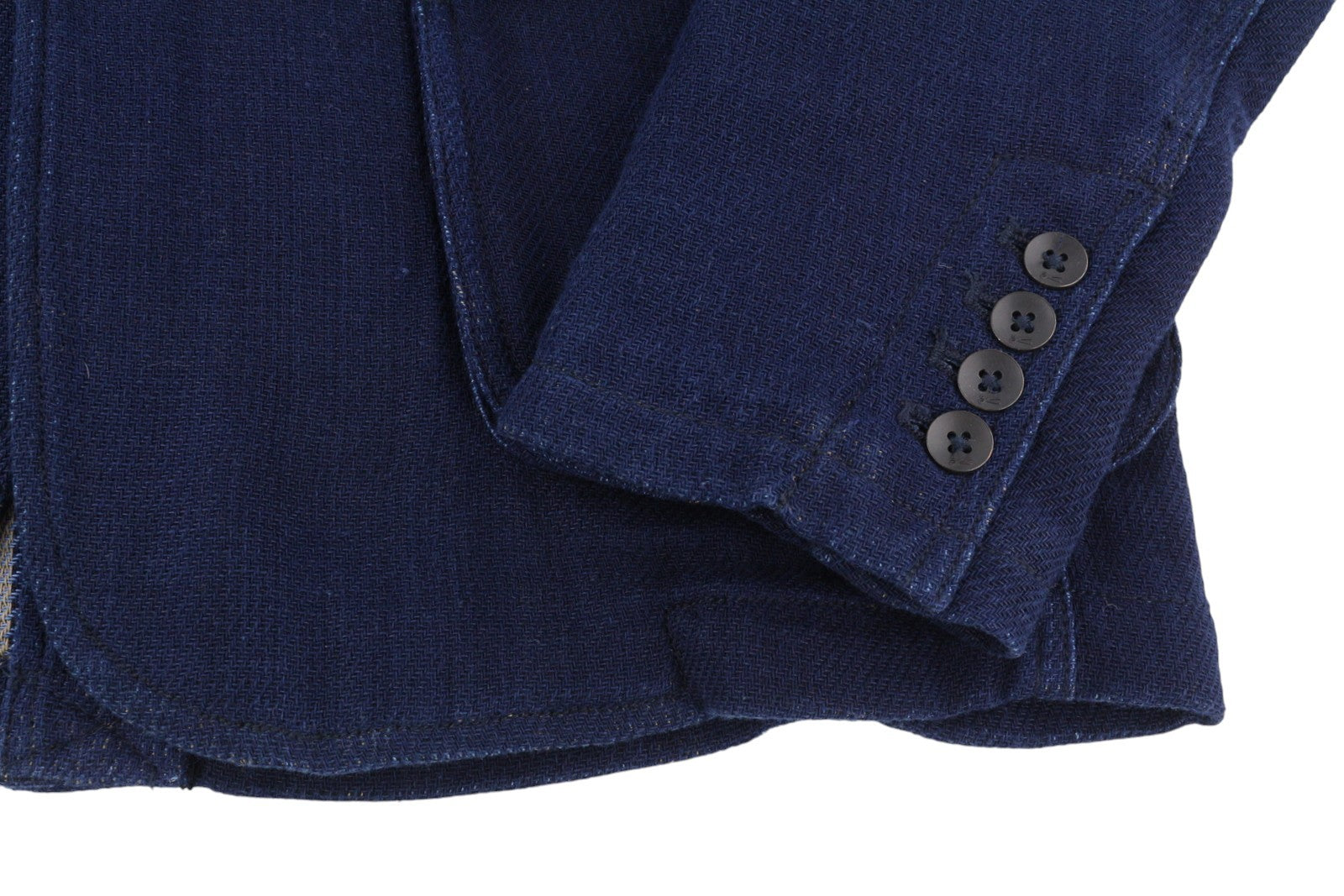 DENHAM vyriškas švarkas M, tamsiai mėlynas, su įpjovomis, atvartu, sagomis užsegamas, be pamušalo, vienaeilis 