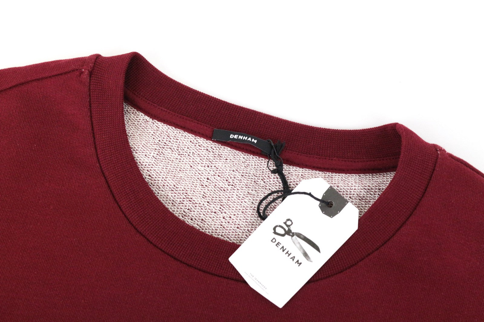 DENHAM Hummingbird moteriški raudoni XS dydžio grynos medvilnės ilgomis rankovėmis megztiniai su logotipu 