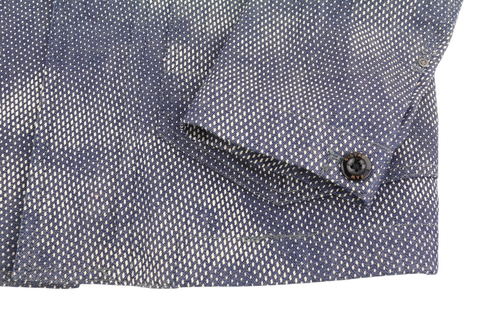 G-STAR Bronson vyriški švarkai M, mėlyni, kamufliažinio rašto, su sagomis ir be pamušalo logotipu. 