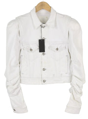 R13 Kelsey Shirring džinsinis moteriškas švarkas M Ibrooke balti pečių pagalvėlės RRP 999 € 