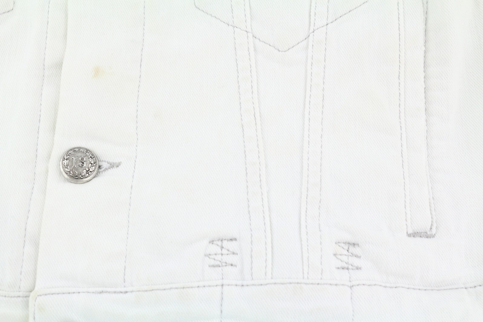 R13 Kelsey Shirring džinsinis moteriškas švarkas M Ibrooke balti pečių pagalvėlės RRP 999 € 