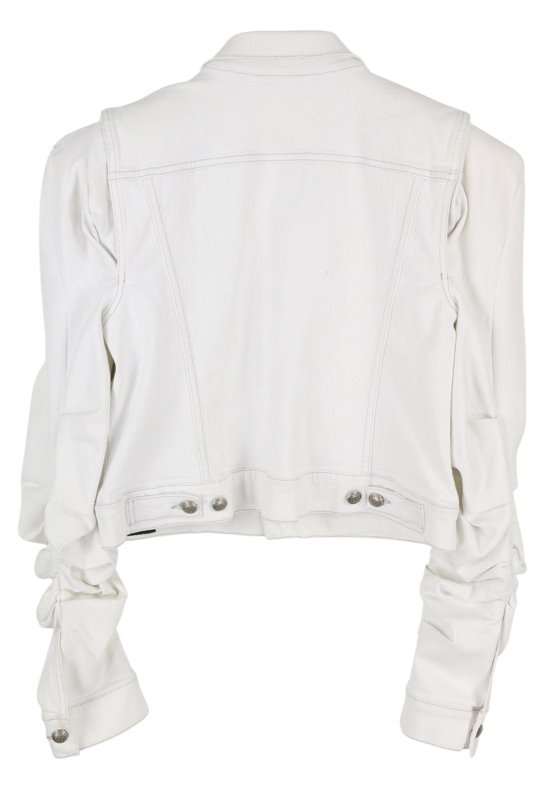 R13 Kelsey Shirring džinsinis moteriškas švarkas M Ibrooke balti pečių pagalvėlės RRP 999 € 