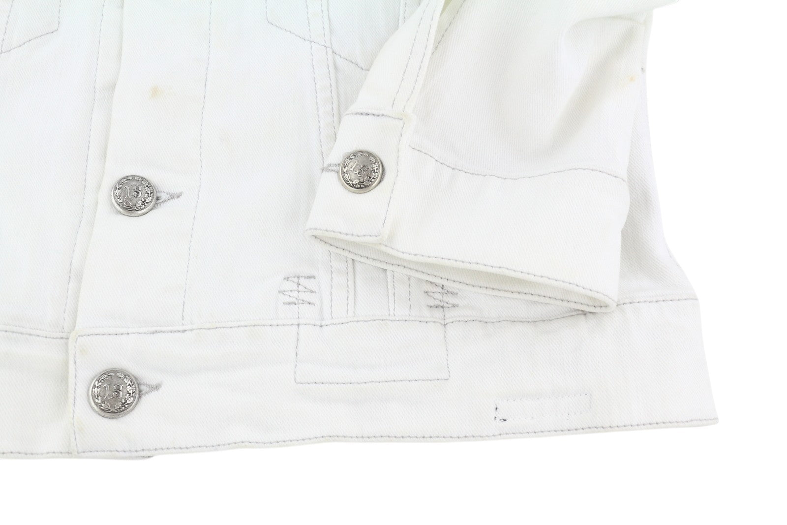 R13 Kelsey Shirring džinsinis moteriškas švarkas M Ibrooke balti pečių pagalvėlės RRP 999 € 