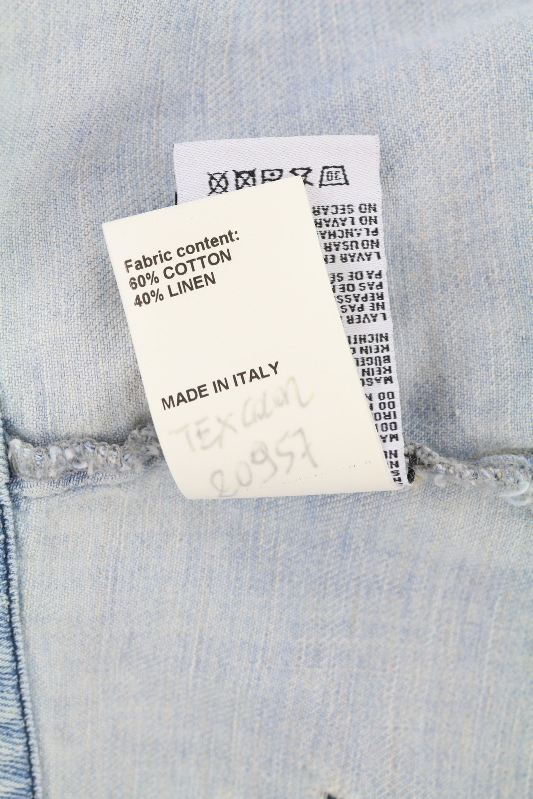 R13 Didelio dydžio trumpi berniukiški marškinėliai su kaubojiška medžiaga, moteriška striukė, M, „Sullivan“ lininio mišinio gaminys, rekomenduojama kaina – 500 € 