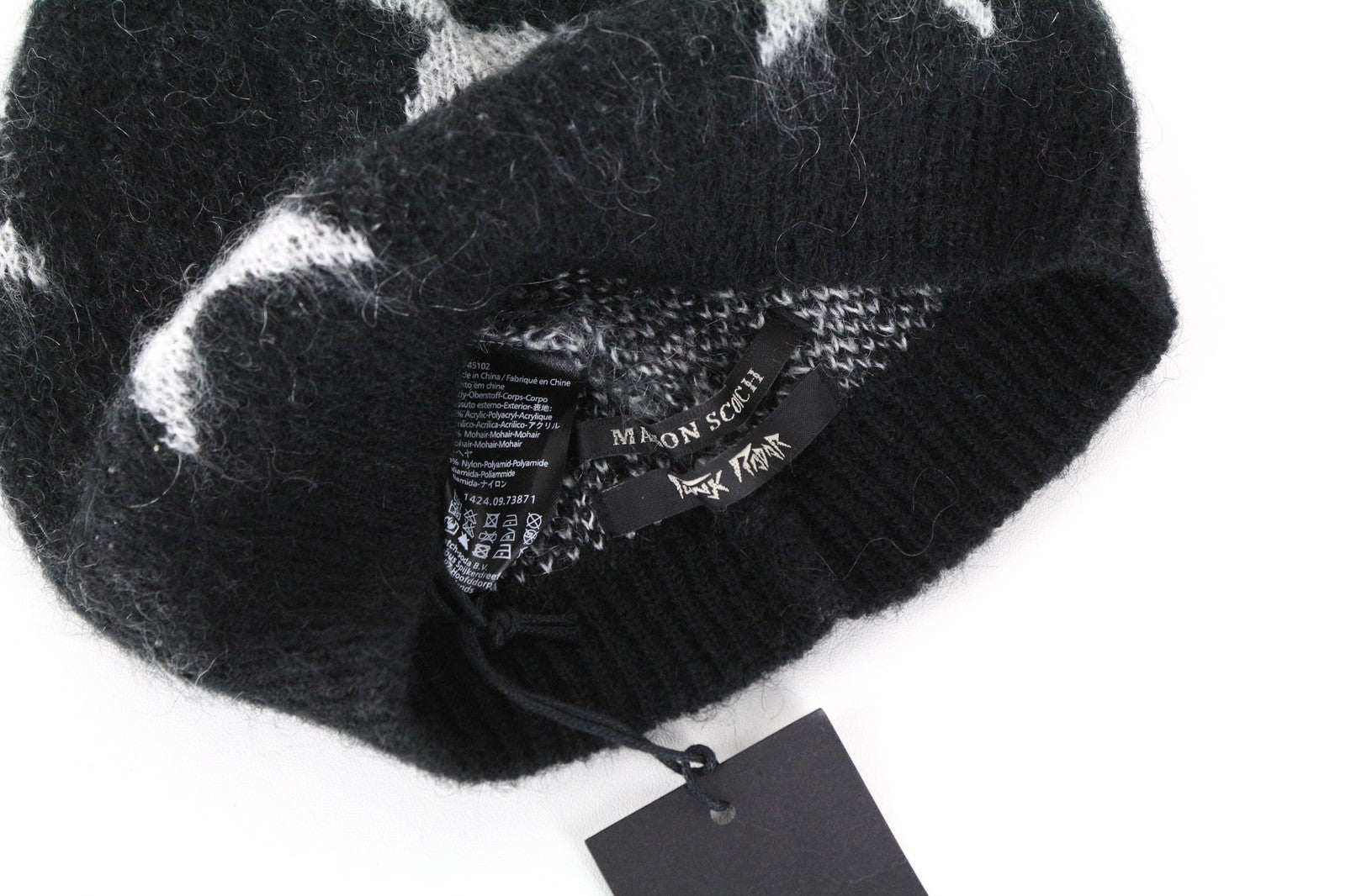 MAISON SCOTCH moteriškos šviesiai pilkos OS kepurės su žvaigždėmis ir moherio mišinio megztomis kepurėmis, 2 vnt. 