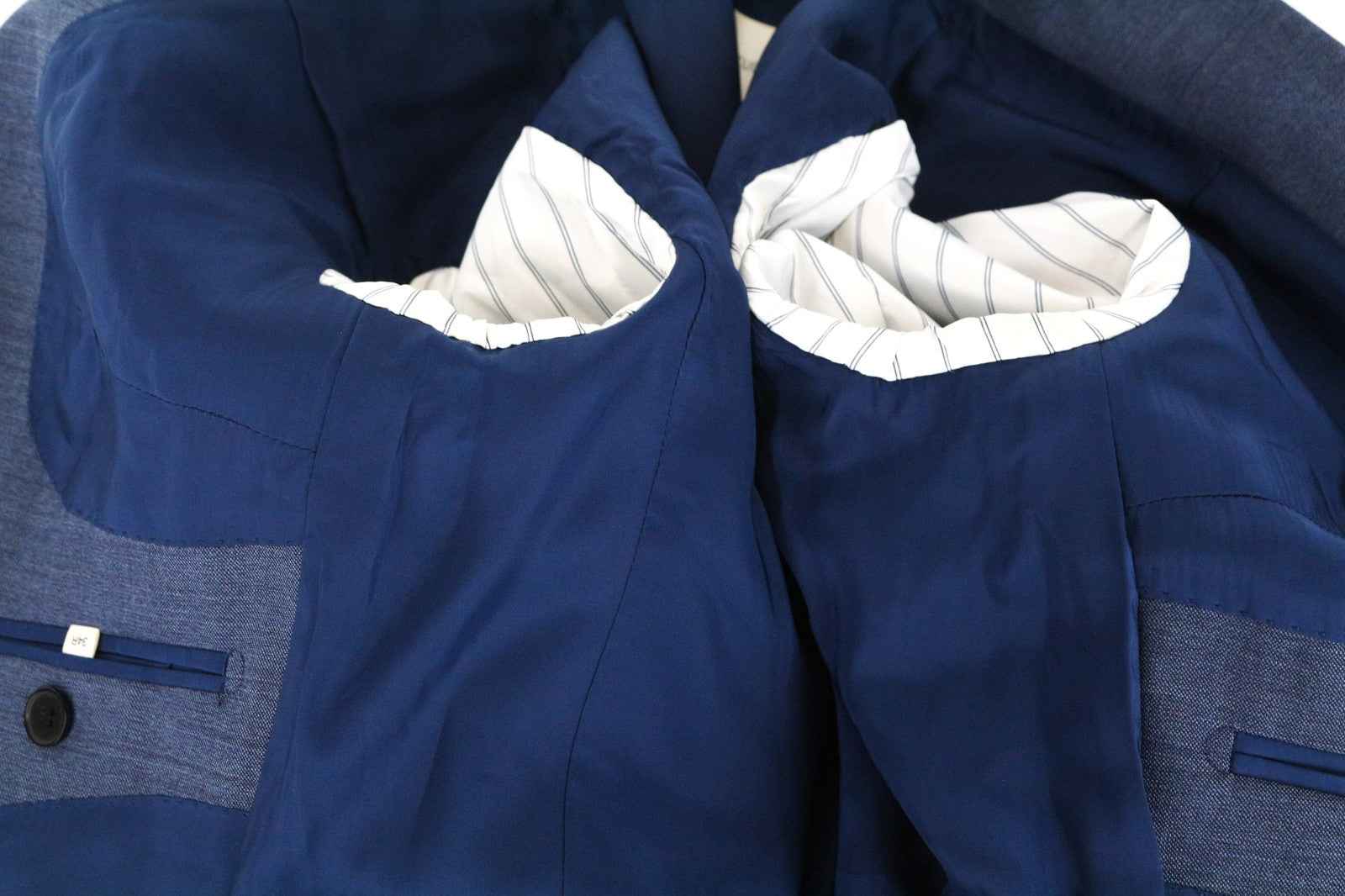 SUISTUDIO Cameron moteriškas mėlynas, grynos vilnos pamušalu UK8R vieneilis švarkas 