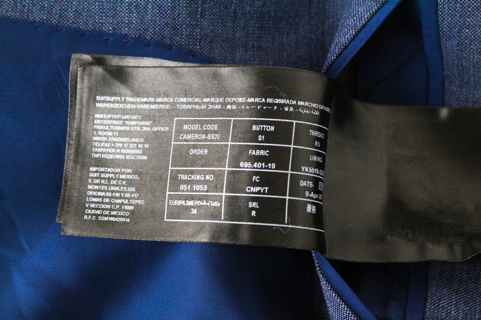 SUISTUDIO Cameron moteriškas mėlynas, grynos vilnos pamušalu UK8R vieneilis švarkas 