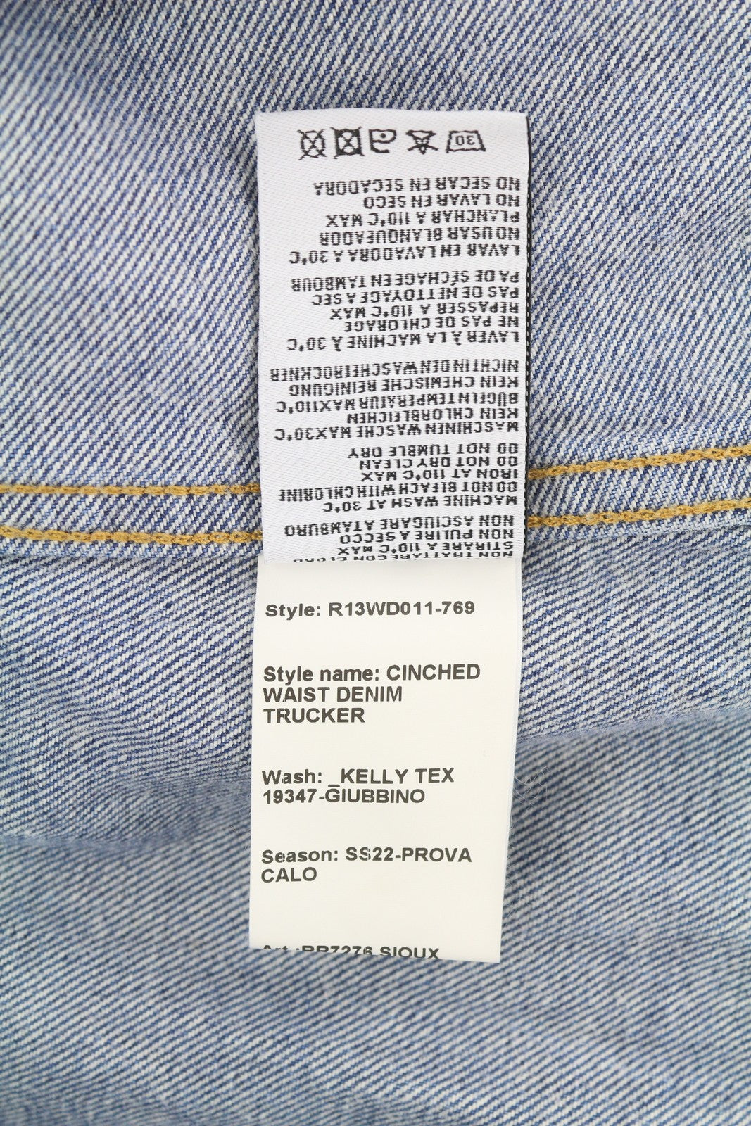 R13 Džinsinis sunkvežimio tipo švarkas su suveržtu liemeniu, M, Kelly Tex, laisvas, mėlynas 