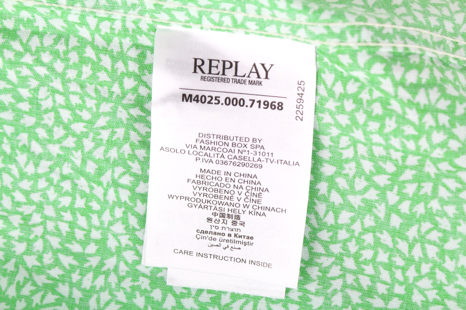 REPLAY vyriški S dydžio žali rašto grynos medvilnės marškiniai su sagomis ir platėjančia apykakle