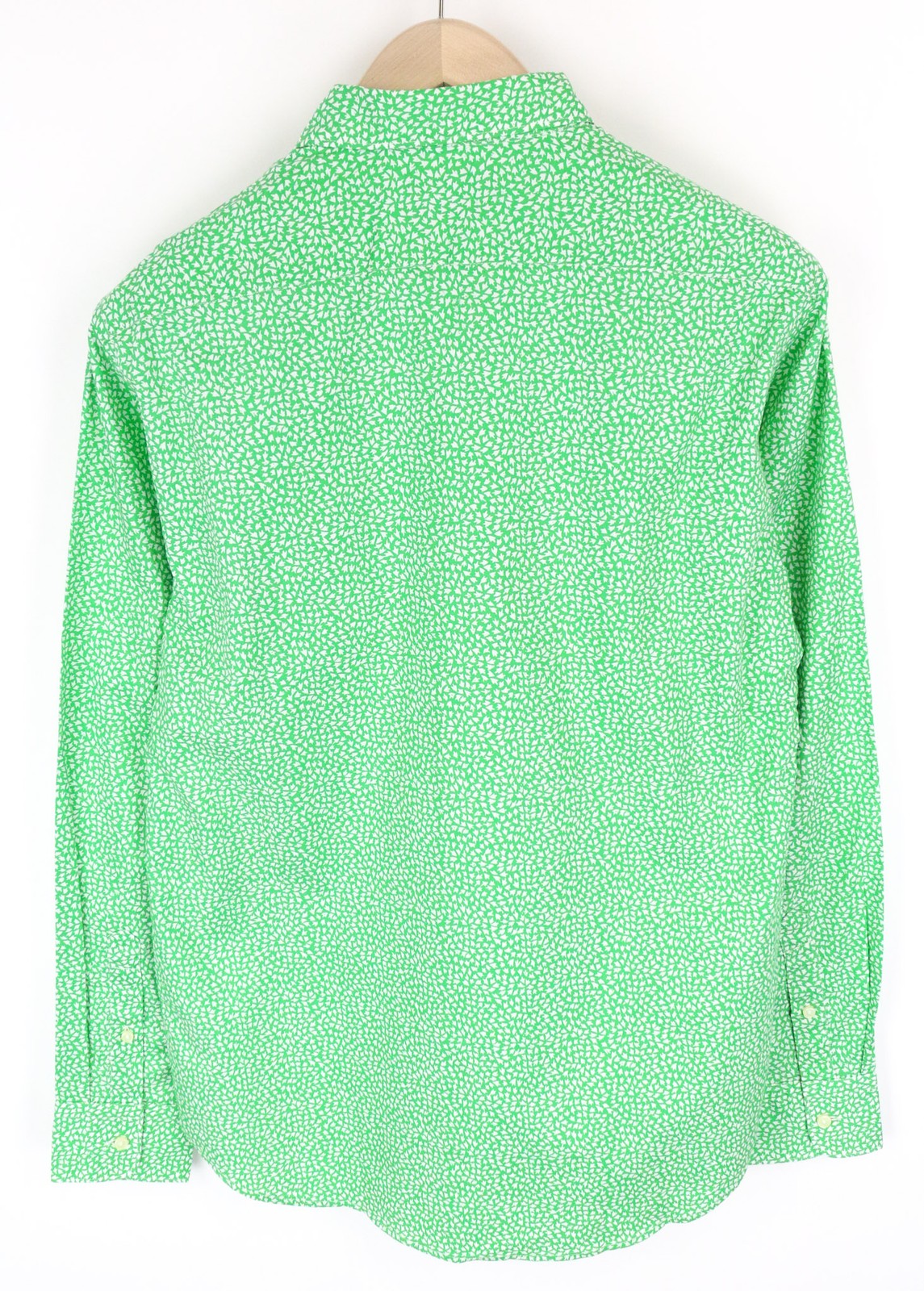 REPLAY vyriški M dydžio šviesiai žali raštuoti medvilniniai marškinėliai su sagomis ir rankogaliais