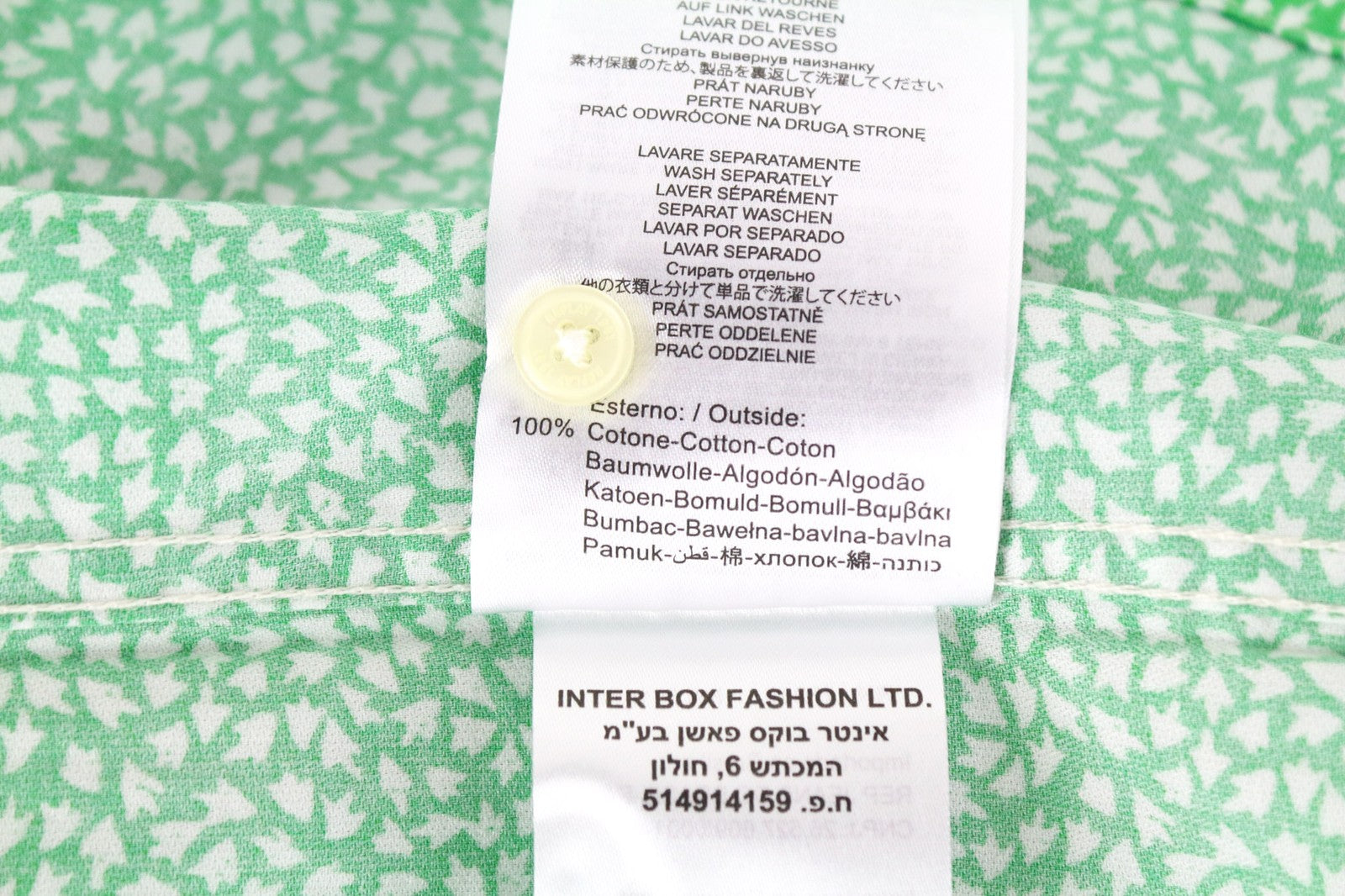 REPLAY vyriški M dydžio šviesiai žali raštuoti medvilniniai marškinėliai su sagomis ir rankogaliais