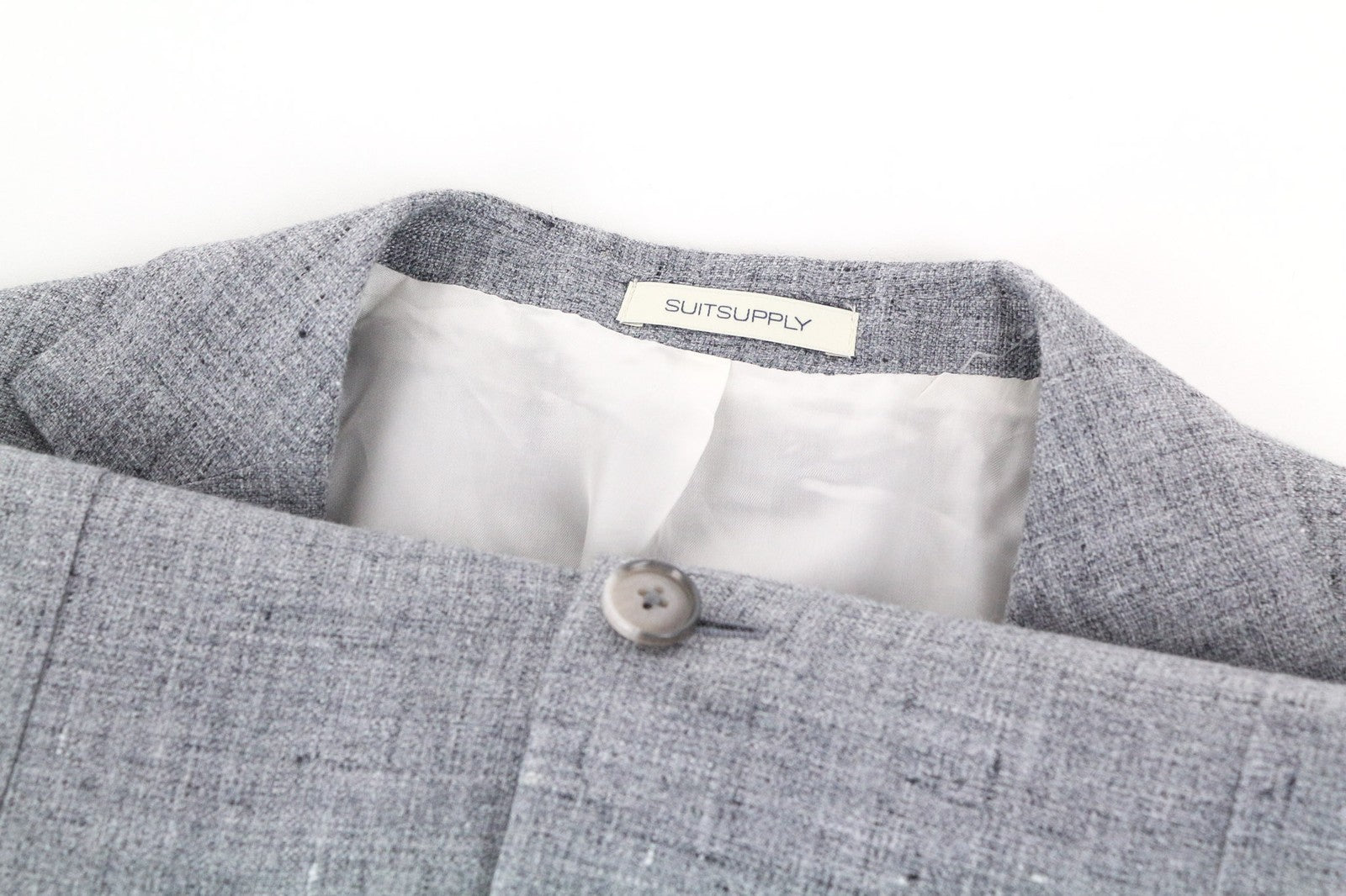 „SUITSUPPLY Havana Patch“ vyriškas pilkas plonas gryno lino švarkas su pamušalu (UK42R) 