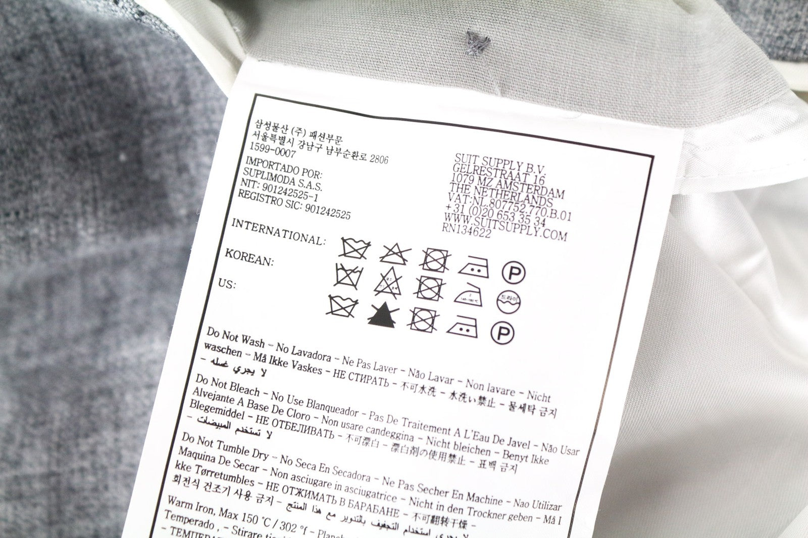 „SUITSUPPLY Havana Patch“ vyriškas pilkas plonas gryno lino švarkas su pamušalu (UK42R) 