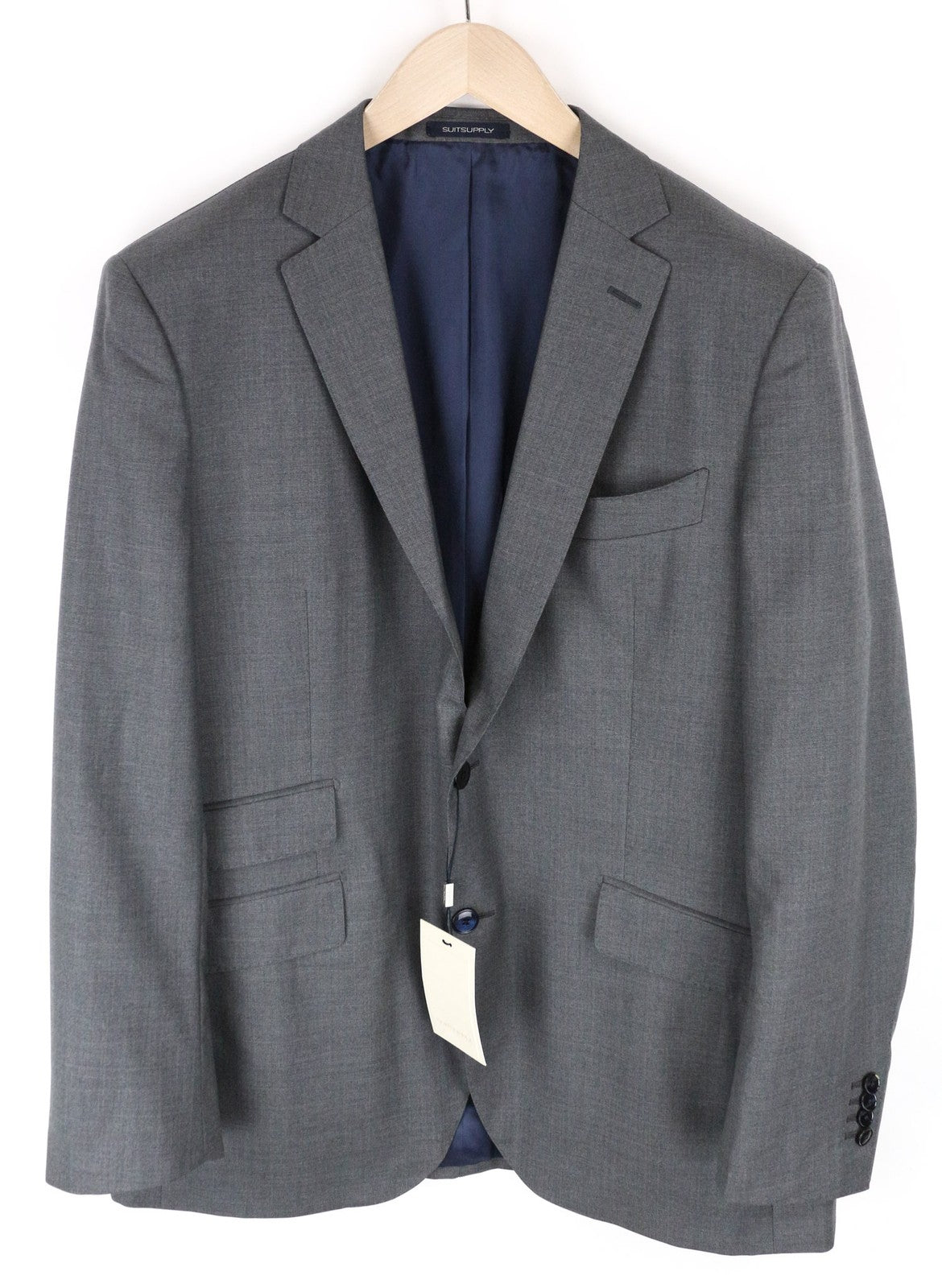 SUITSUPPLY La Spalla Men's UK44R Grey Slim Fit Pure Revenge Wool Twill Blazer