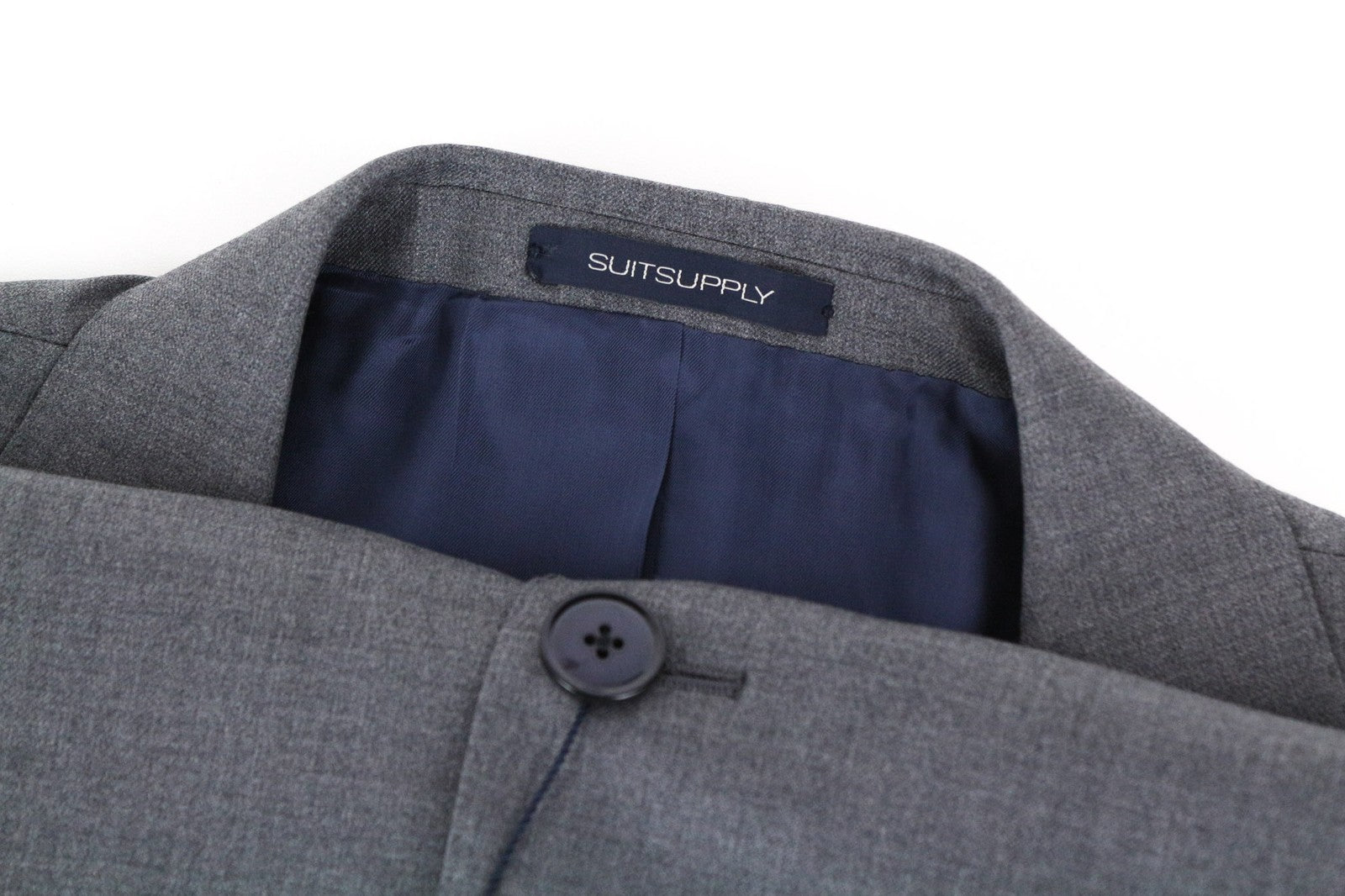 SUITSUPPLY La Spalla Men's UK44R Grey Slim Fit Pure Revenge Wool Twill Blazer