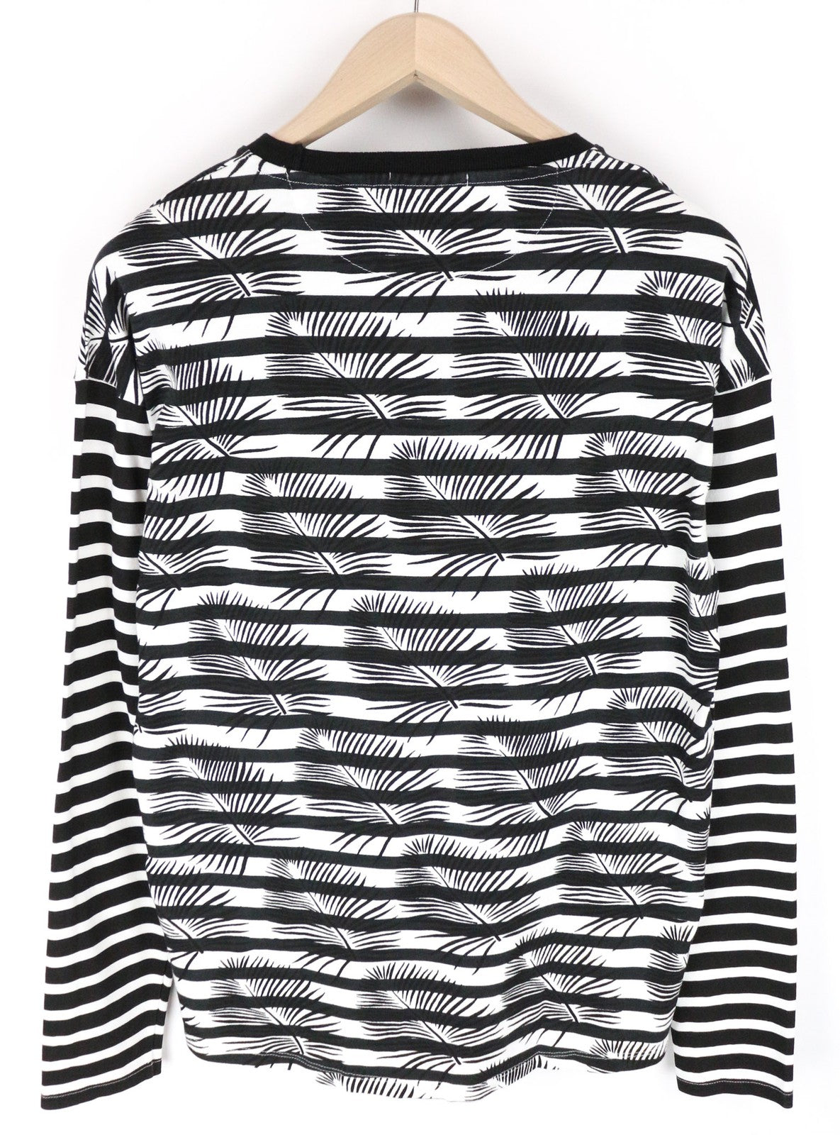 SCOTCH & SODA Men's M Black Striped Crew Neck Pullover with Floral Cotton Print