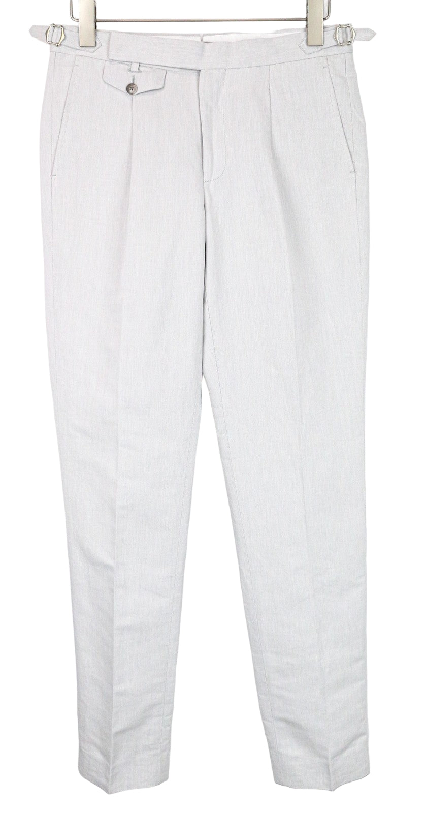 SUITSUPPLY Brentwood vyriškos kelnės, UK38R, pilkos melanžo spalvos, plonos, lininės/medvilninės, oficialios. 