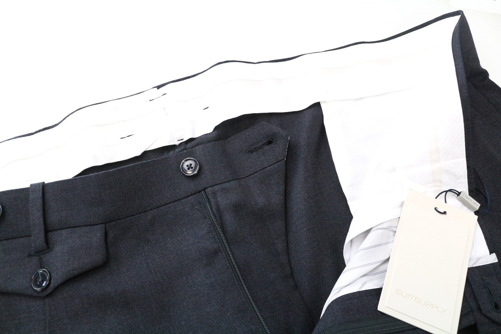 SUITSUPPLY Brentwood Men's Trousers UK44S Grey Melange Slim Wool Formal Classic