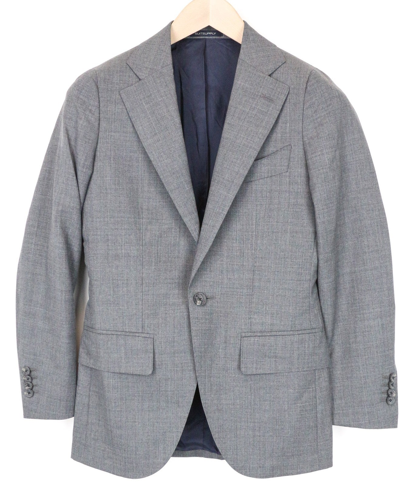 SUITSUPPLY La Spalla Men's Blazer UK30R Mid Grey Wool S120s Slim Melange