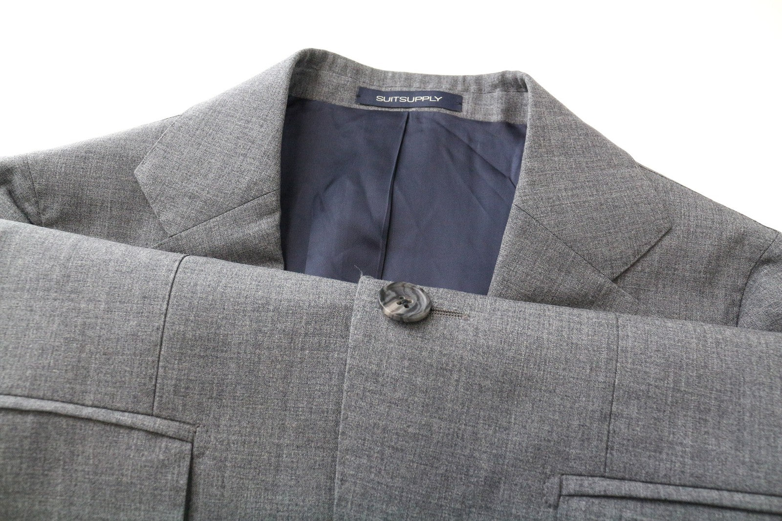 SUITSUPPLY La Spalla Men's Blazer UK30R Mid Grey Wool S120s Slim Melange