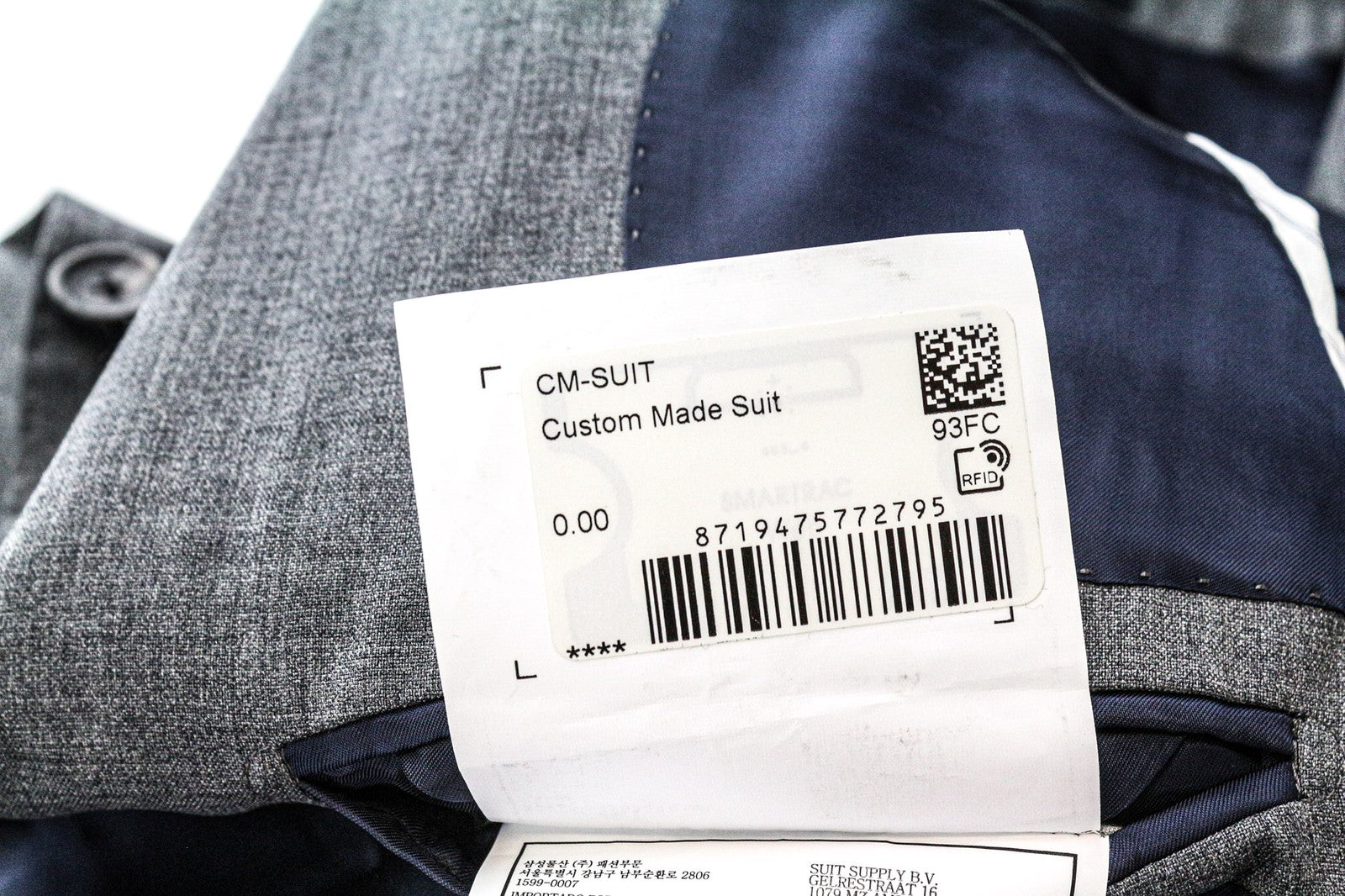 SUITSUPPLY La Spalla Men's Blazer UK30R Mid Grey Wool S120s Slim Melange