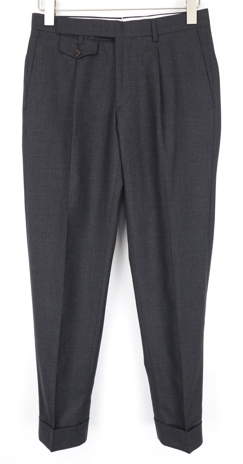 SUITSUPPLY Brentwood Men's Trousers UK30L Grey Melange Pleated Slim Wool Formal
