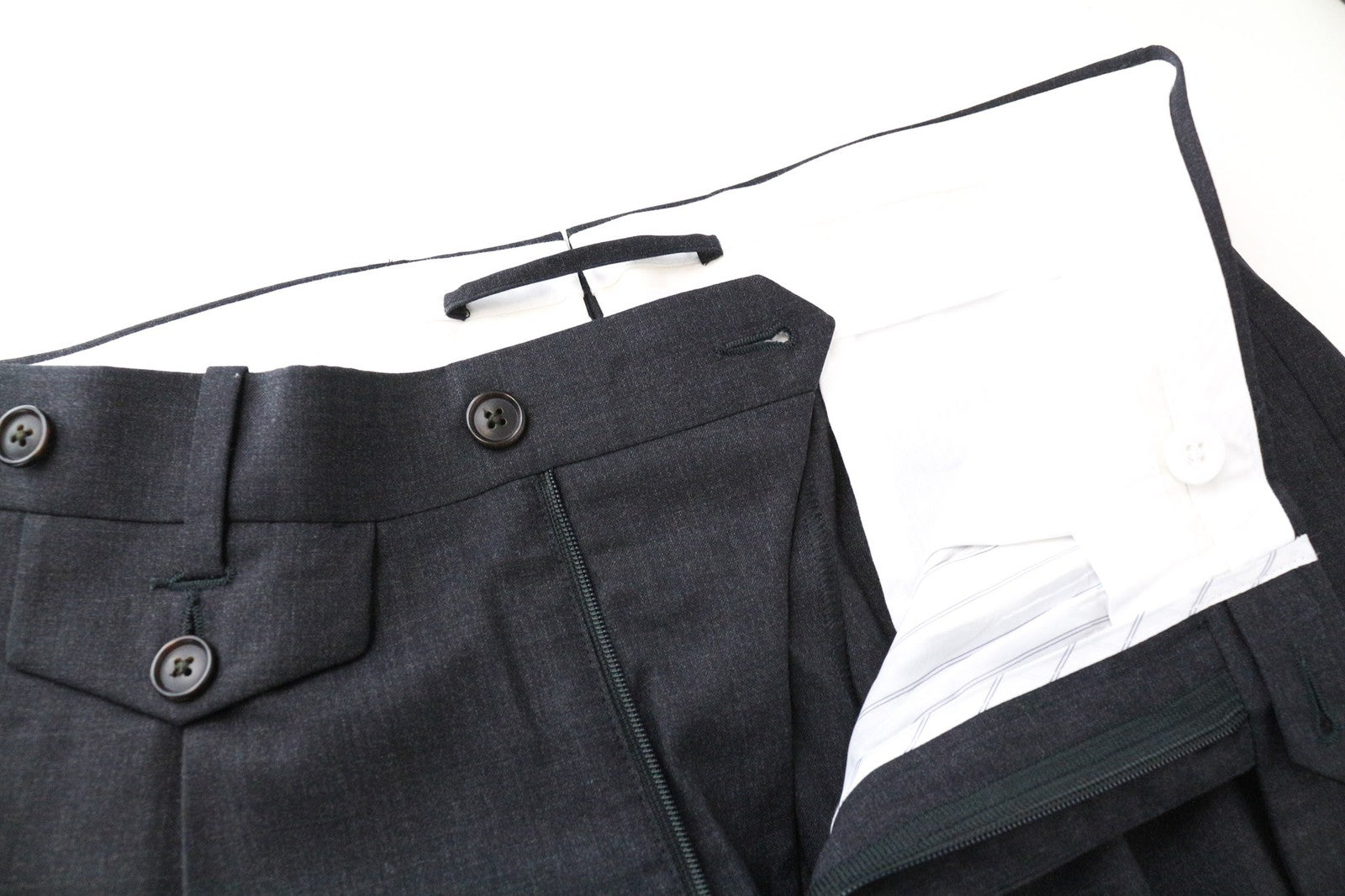 SUITSUPPLY Brentwood Men's Trousers UK30L Grey Melange Pleated Slim Wool Formal