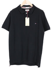 TOMMY HILFIGER DENIM Men's Polo T-Shirt L Navy Blue Short Sleeve Cotton