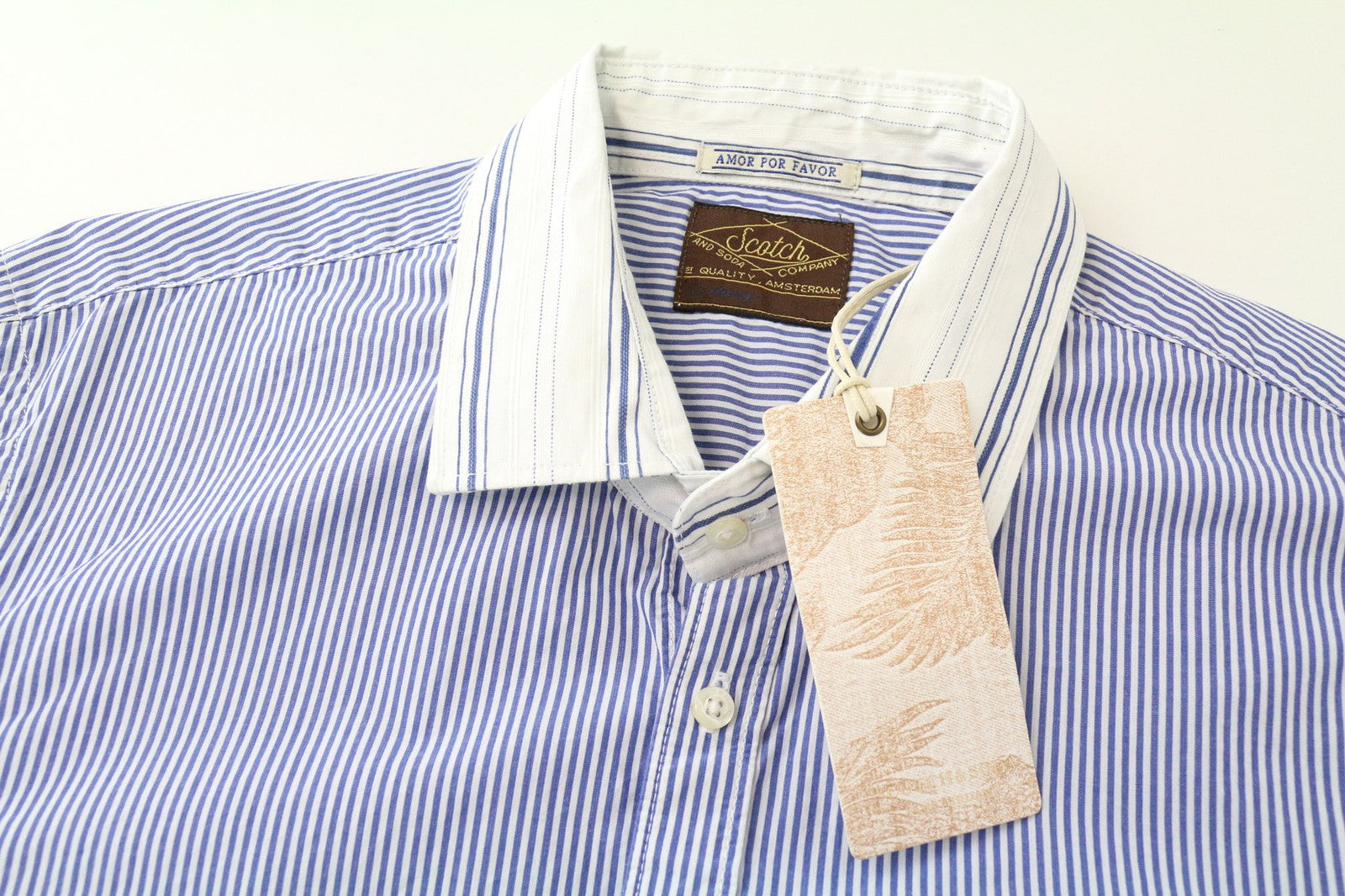 SCOTCH &amp; SODA Ams Couture vyriški marškinėliai M mėlynais dryžiais ilgomis rankovėmis su sagomis 