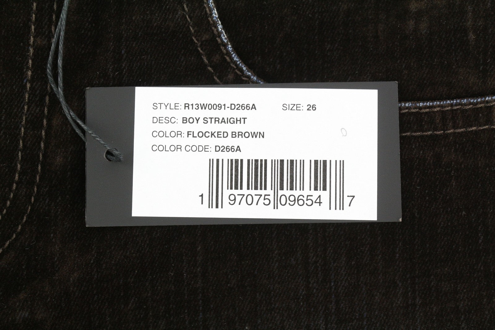 R13 berniukiški tiesūs moteriški džinsai 26, rudi, trumpinti iki kulkšnių, tamsūs. 