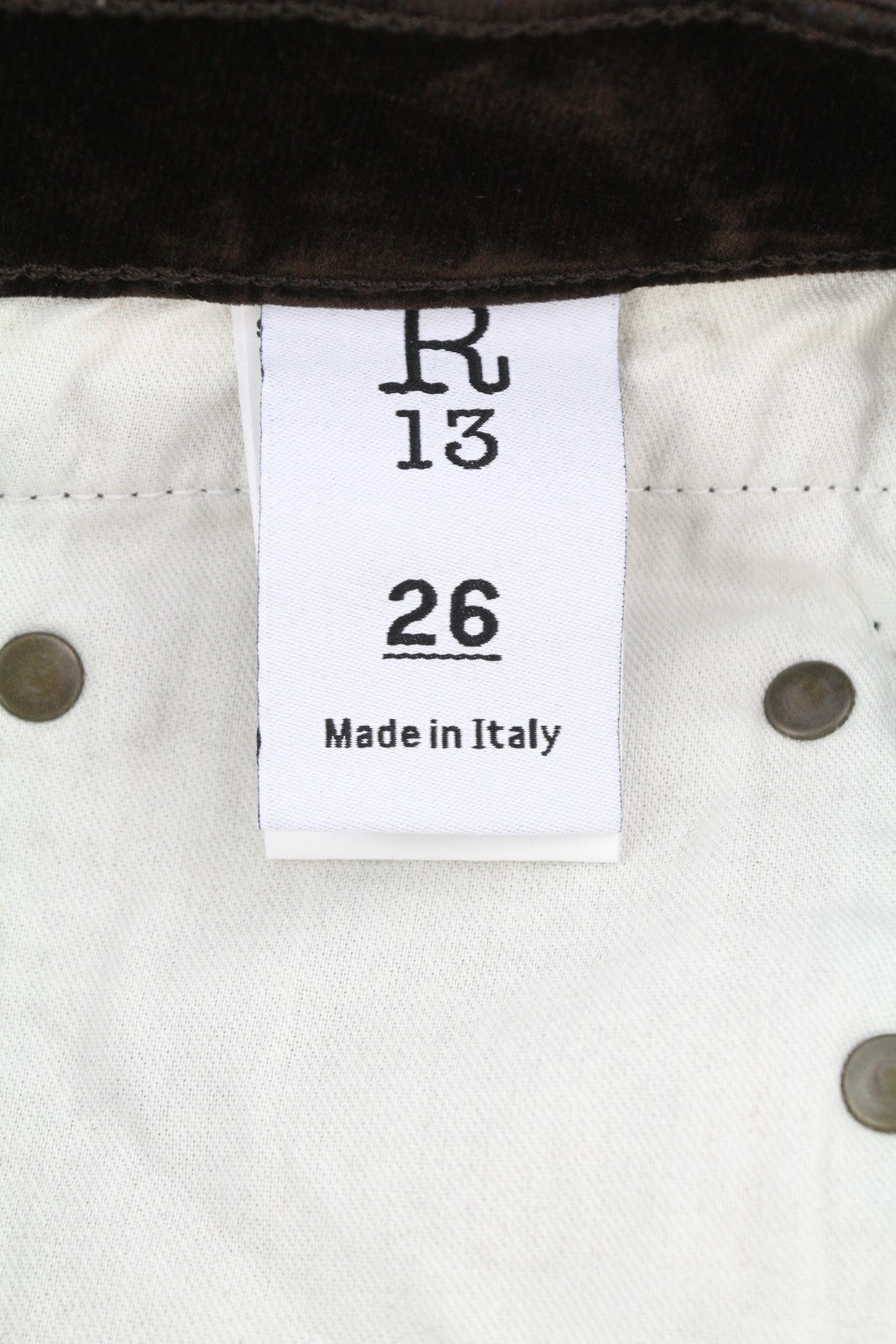 R13 berniukiški tiesūs moteriški džinsai 26, rudi, trumpinti iki kulkšnių, tamsūs. 