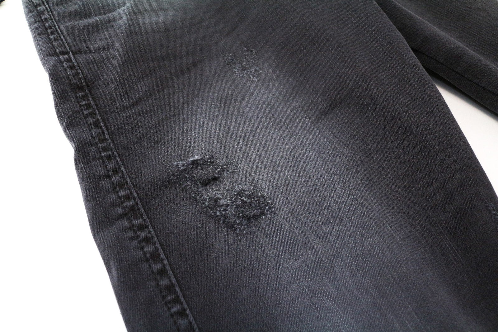 REPLAY Anbass vyriški džinsai W28/L34 Slim pilki medvilnės mišinio tamprūs plėšyti skalbiniai 