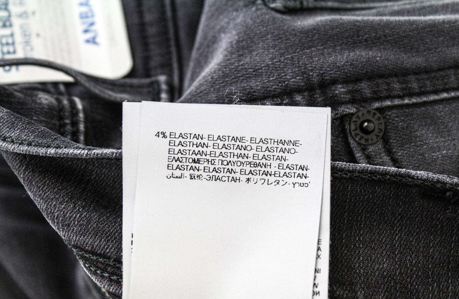 REPLAY Anbass vyriški džinsai W28/L34 Slim pilki medvilnės mišinio tamprūs plėšyti skalbiniai 