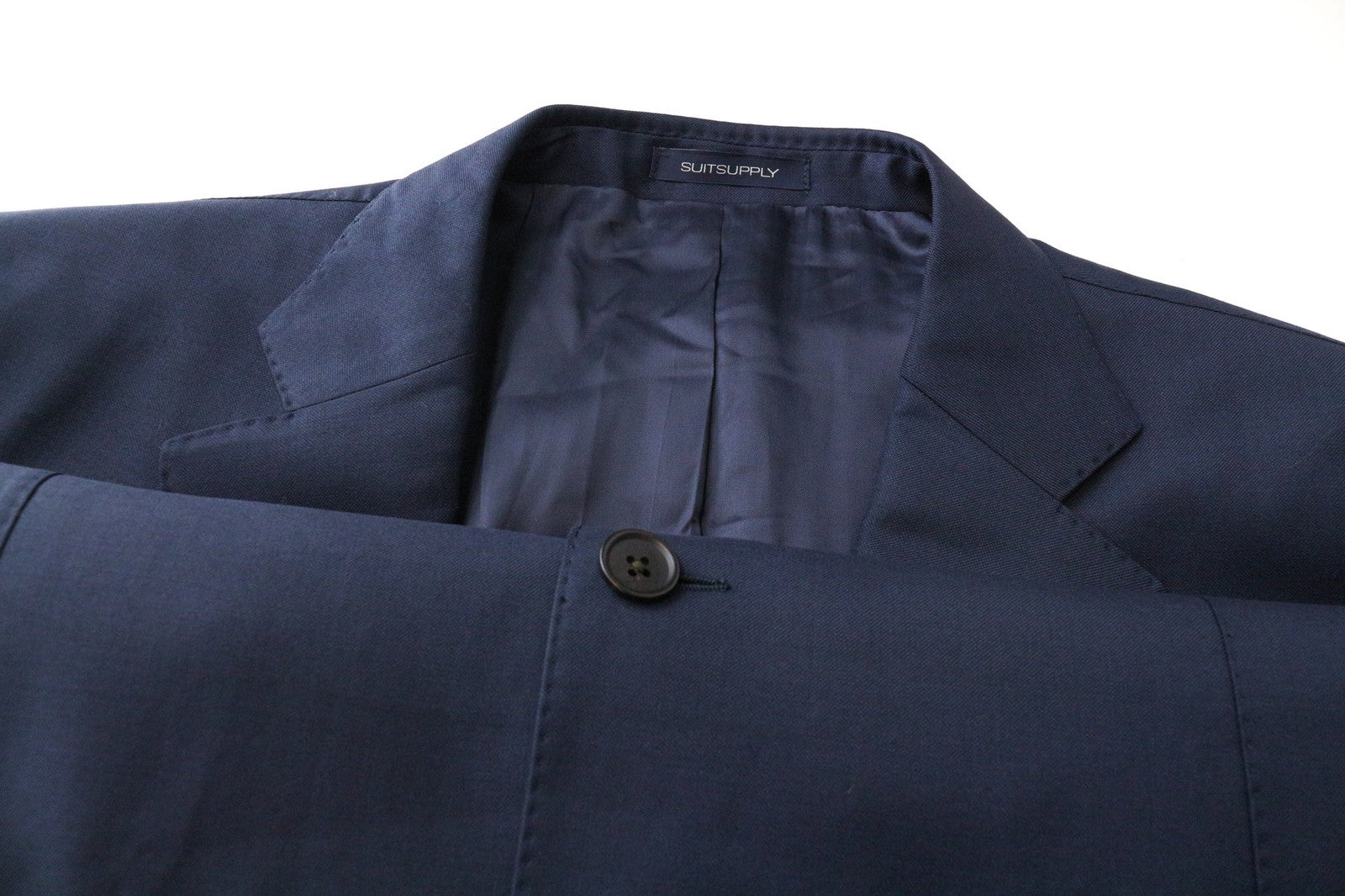 SUITSUPPLY Lazio Men's Suit UK46R Navy Blue Wool S110s Slim Perennial 2-Piece