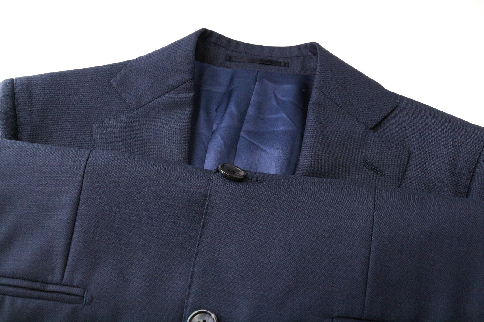 SUITSUPPLY Lazio Men's Suit UK34S Blue Wool Slim Melange 3-Piece Classic