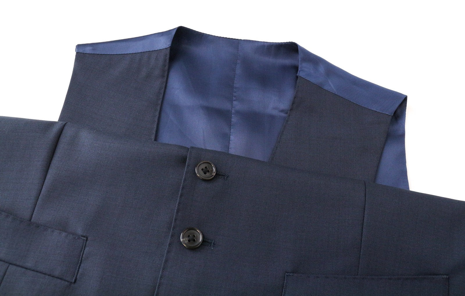 SUITSUPPLY Lazio Men's Suit UK34S Blue Wool Slim Melange 3-Piece Classic