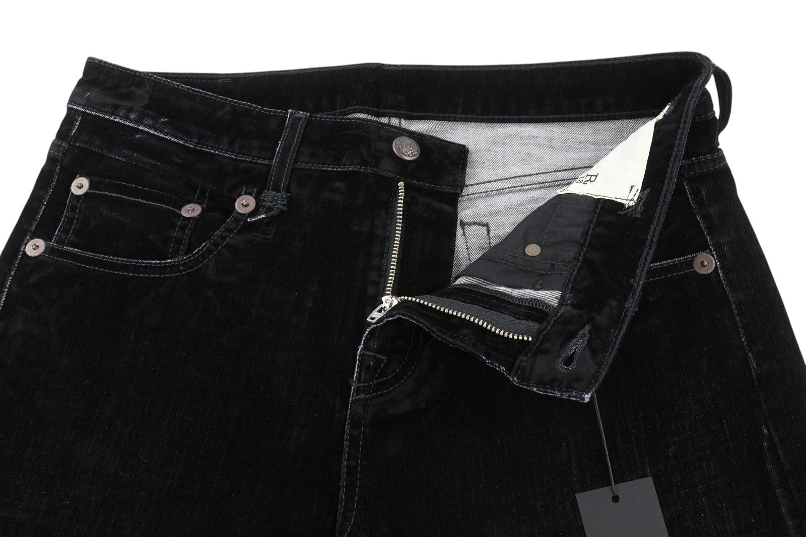 R13 berniukiški tiesūs moteriški džinsai 28, juodi, trumpinti iki kulkšnių, tamsūs 