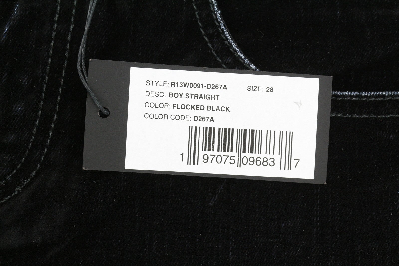 R13 berniukiški tiesūs moteriški džinsai 28, juodi, trumpinti iki kulkšnių, tamsūs 