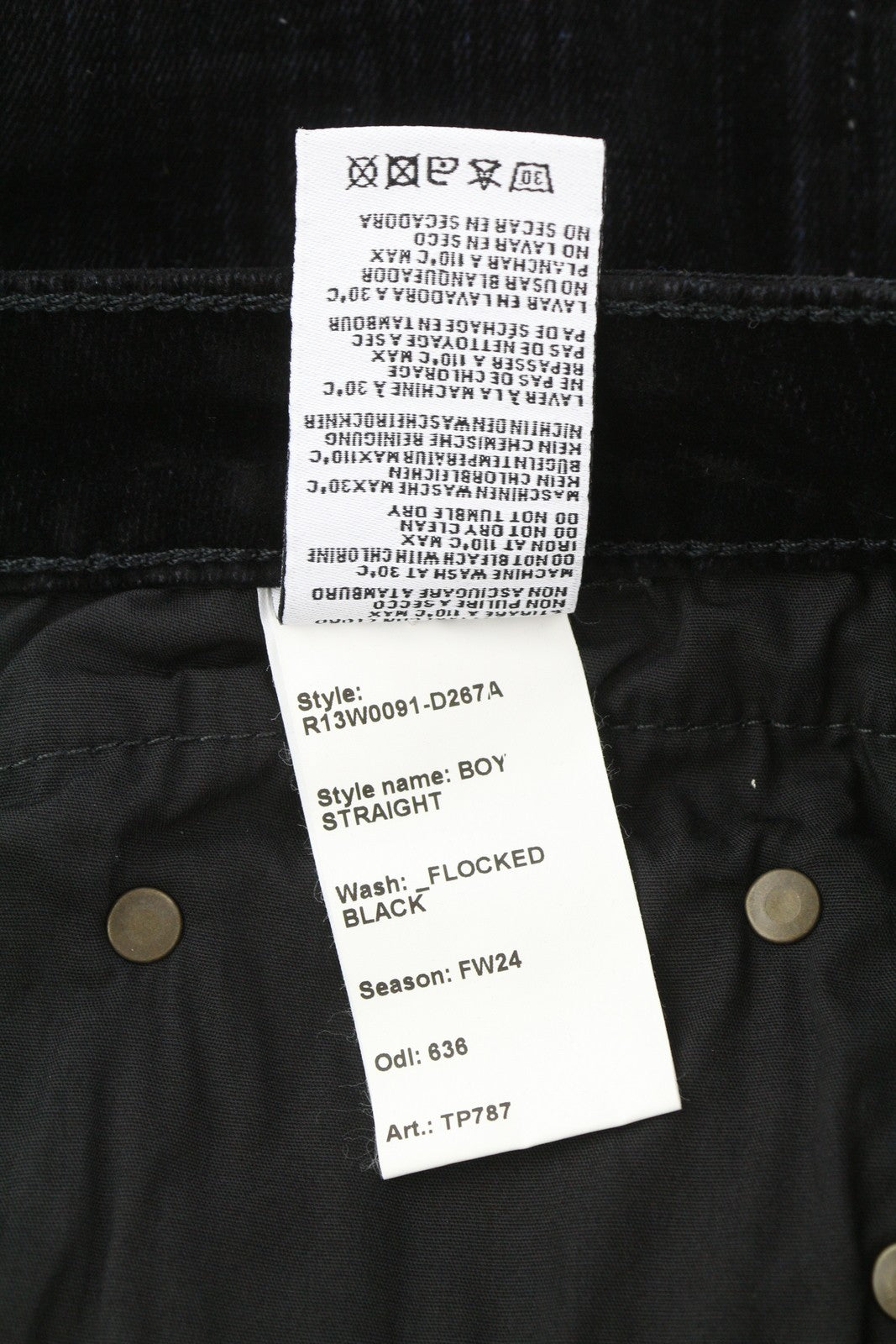 R13 berniukiški tiesūs moteriški džinsai 28, juodi, trumpinti iki kulkšnių, tamsūs 