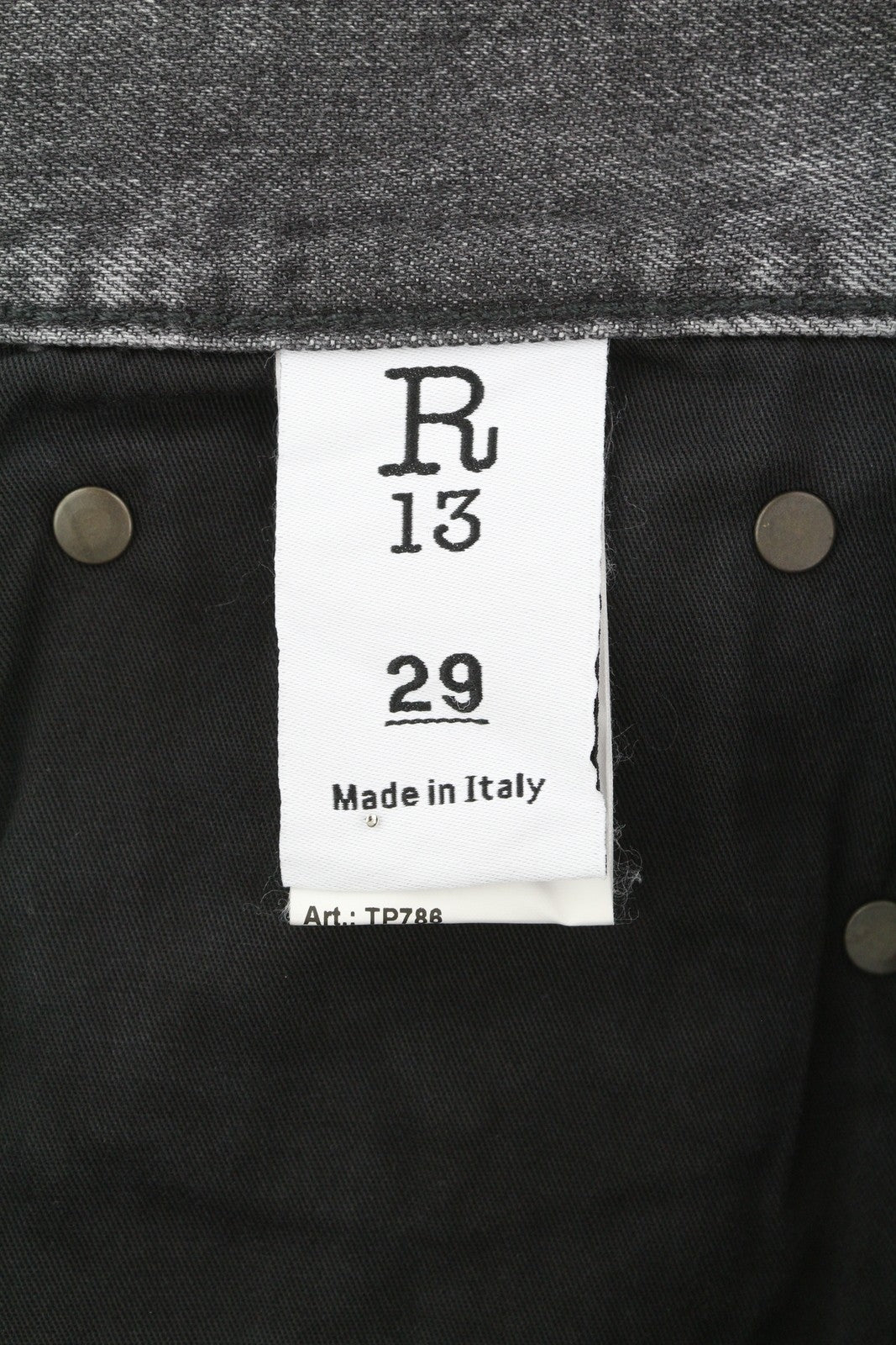 R13 Boyfriend moteriški džinsai 29 Wilson juodi išblukinti skalbti iki kulkšnių SS25 