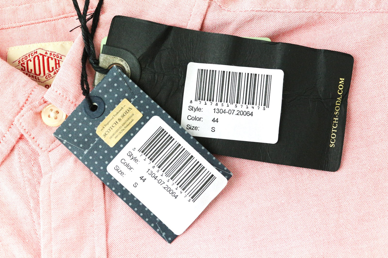 SCOTCH &amp; SODA Ams Couture vyriški marškinėliai, rožiniai, grynos medvilnės, ilgomis rankovėmis, su sagomis