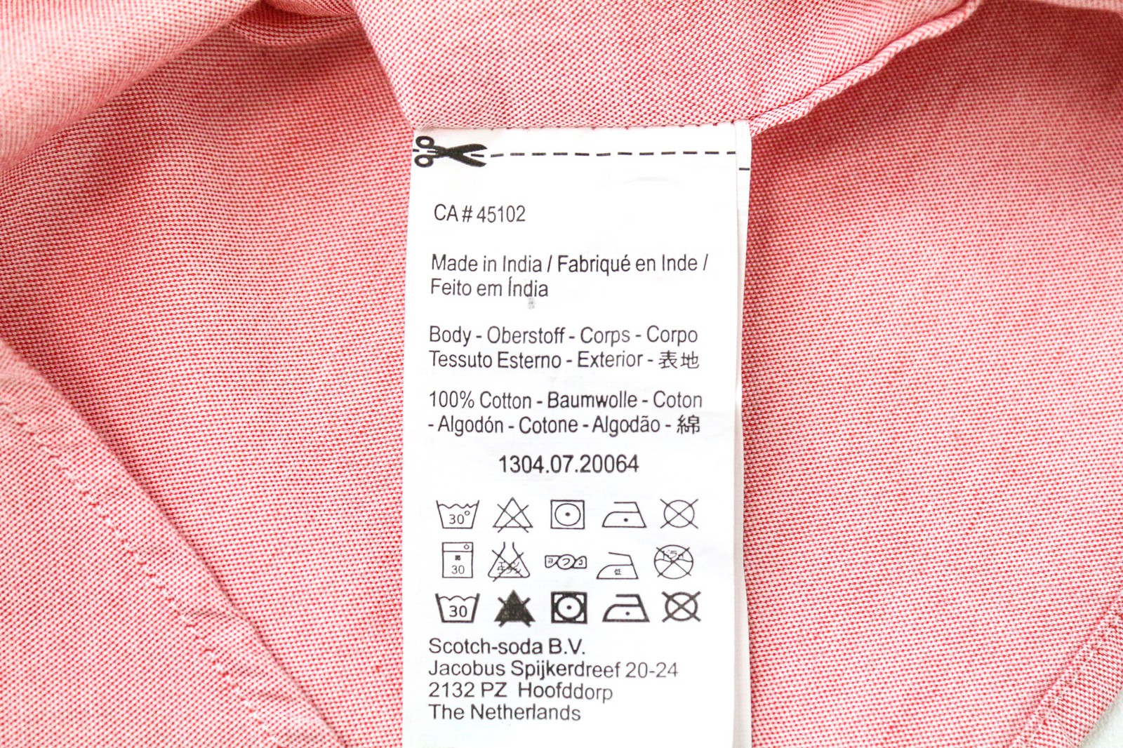 SCOTCH &amp; SODA Ams Couture vyriški marškinėliai, rožiniai, grynos medvilnės, ilgomis rankovėmis, su sagomis