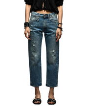 R13 Boyfriend moteriški džinsai 25 Bain W Rips Distress Faded Ankle PS25 RRP 595 € 