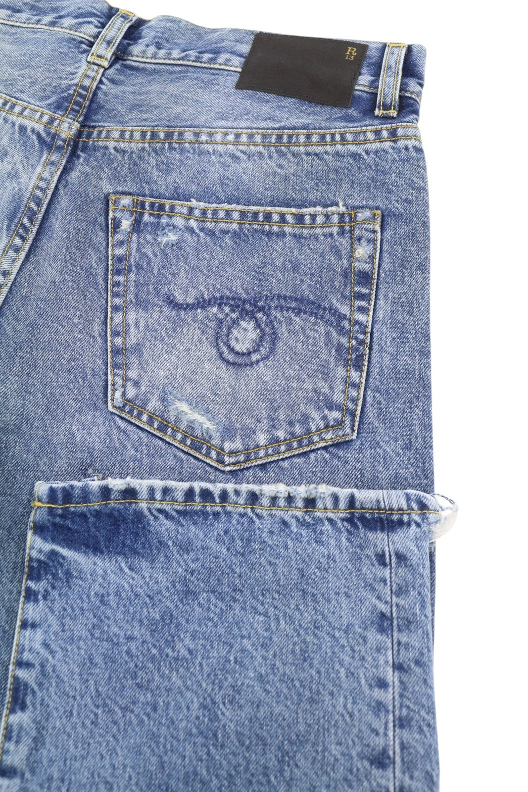 R13 Boyfriend moteriški džinsai 25 Bain W Rips Distress Faded Ankle PS25 RRP 595 € 