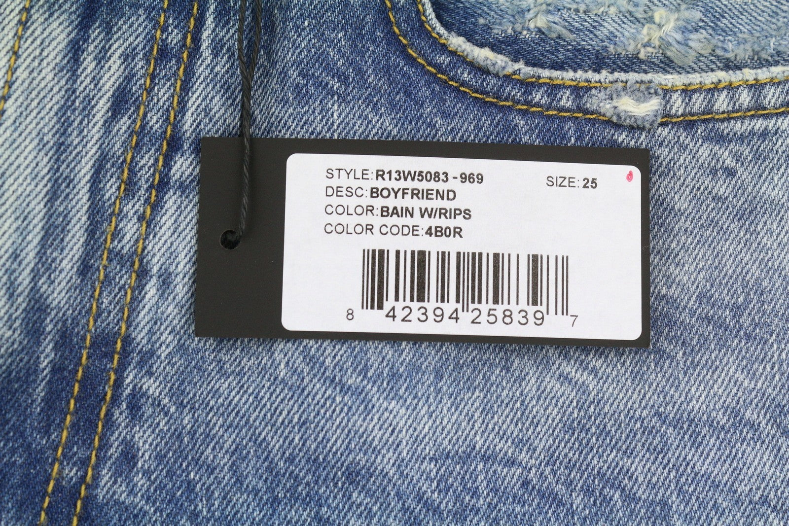 R13 Boyfriend moteriški džinsai 25 Bain W Rips Distress Faded Ankle PS25 RRP 595 € 