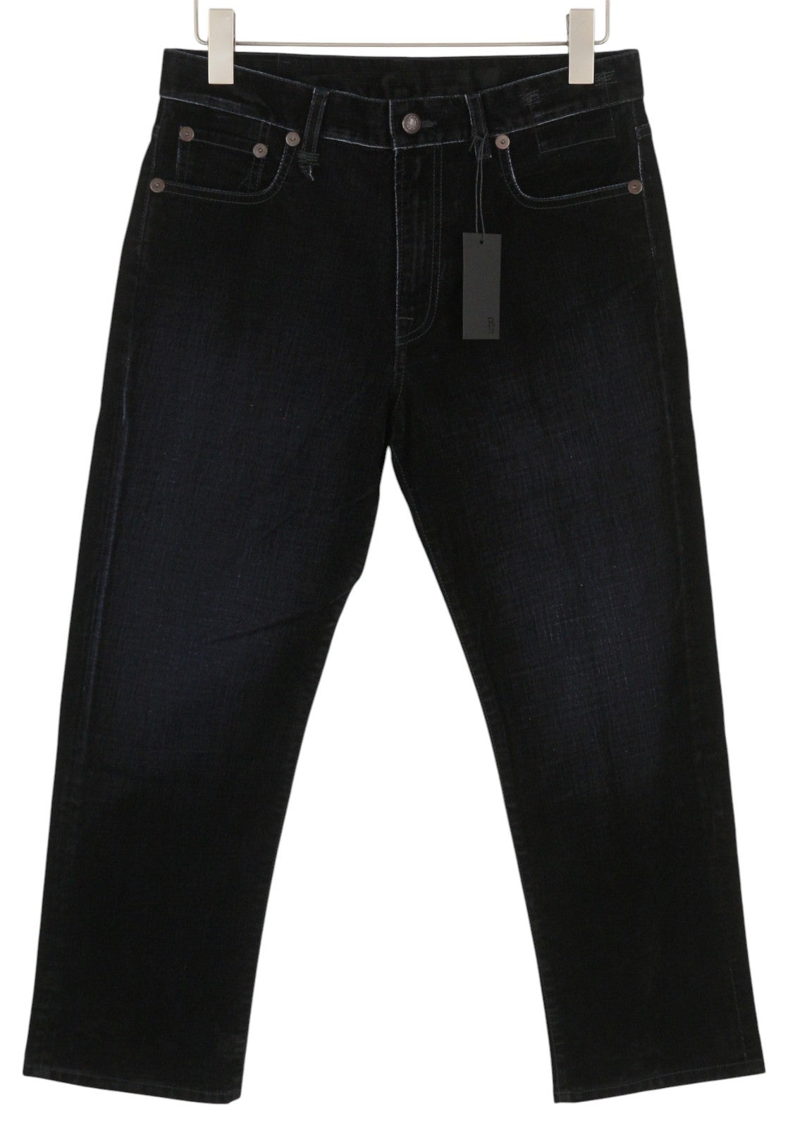 R13 Romeo Women Jeans 28 Flocked Black Velvet Cropped Ankle Length Low Rise Dark