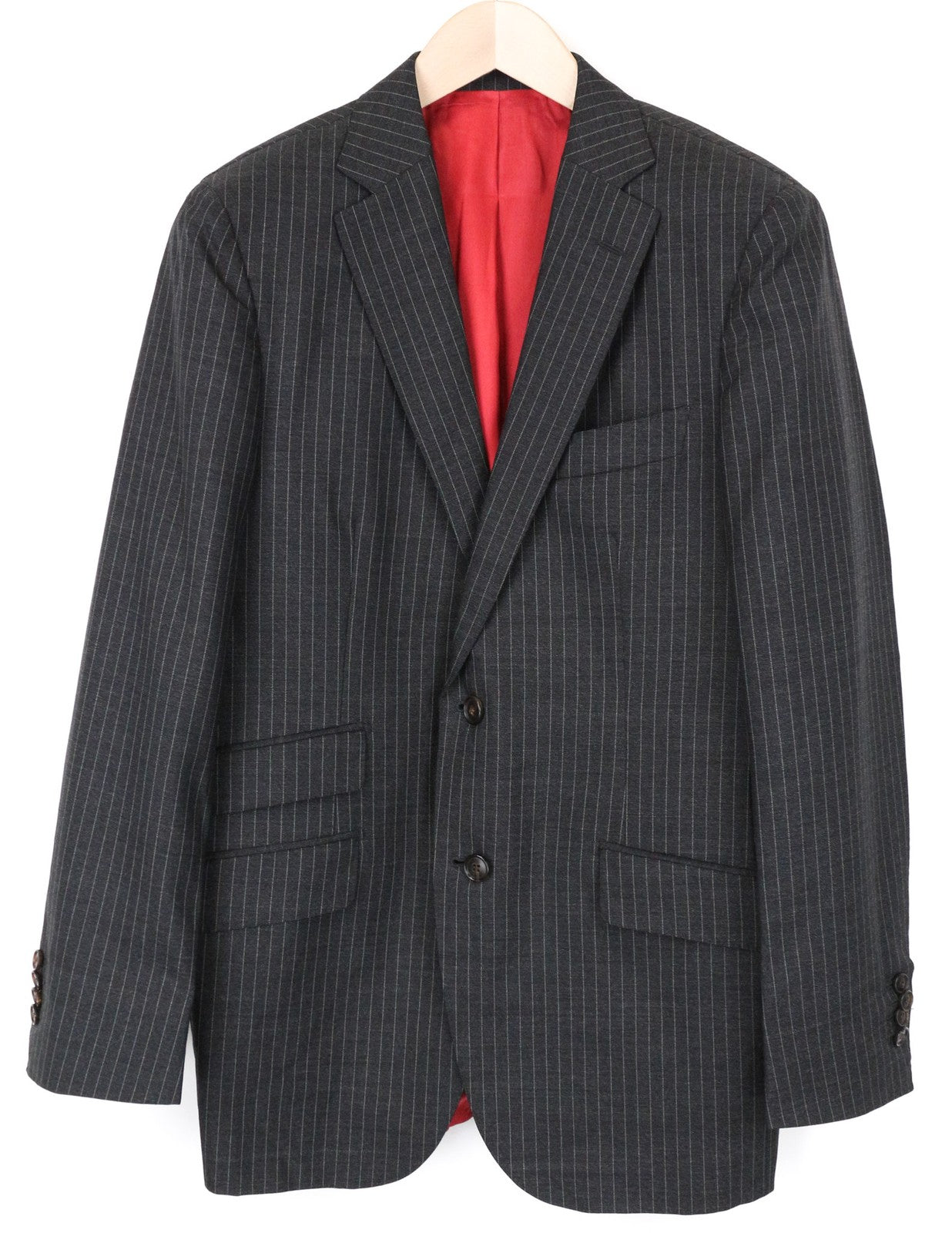 SUITSUPPLY Sienna Men's Blazer UK38R Grey Pure Wool Striped Single-Breasted