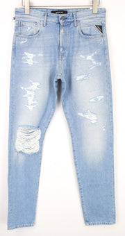 REPLAY Tinmar Men's Jeans W30/L32 Blue Tapered Pure Cotton Distressed Wash
