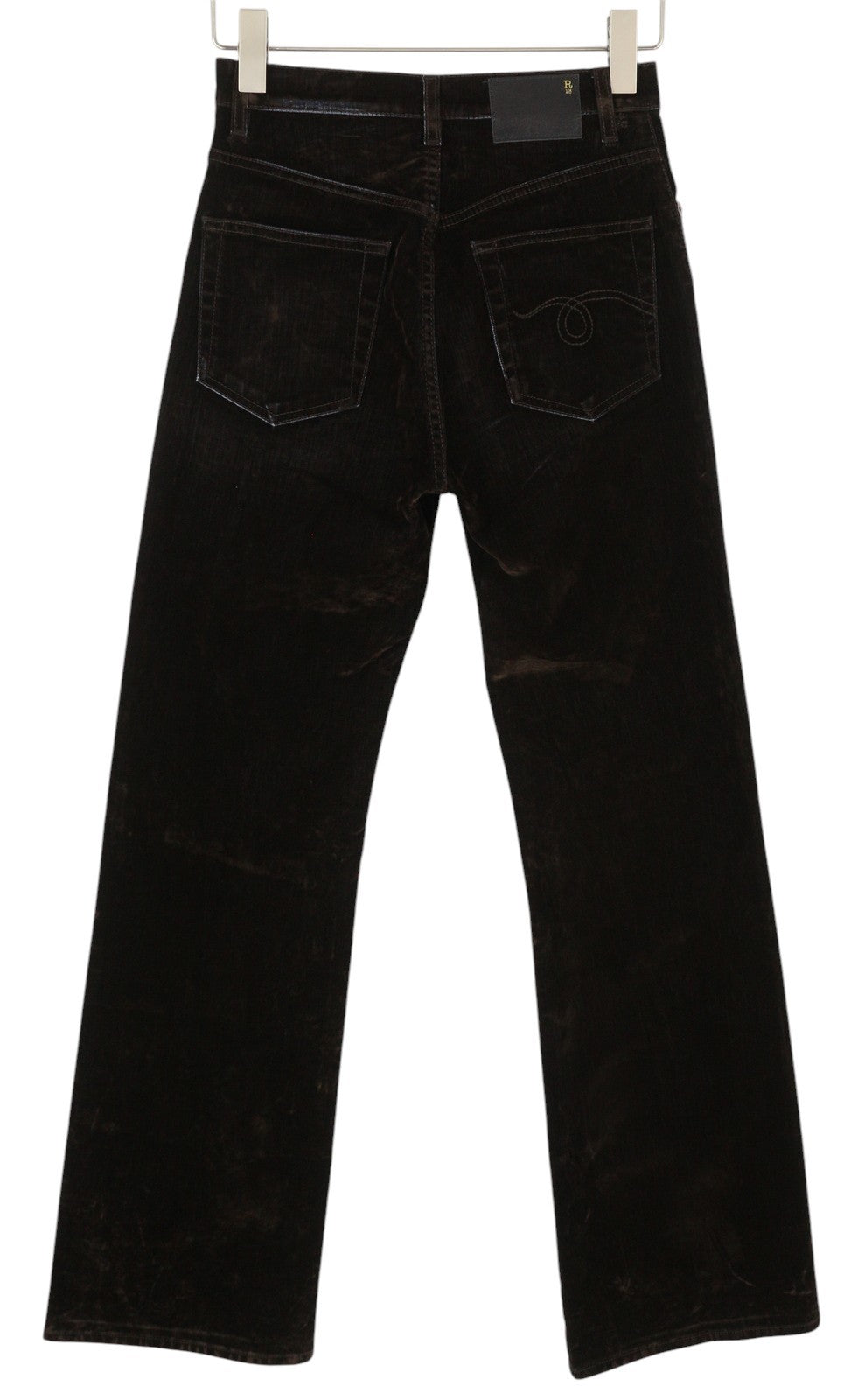 R13 Jane moteriški džinsai 26 rudi, aksominiai, minkšti, užtrauktukai, vidutinio liemens, tamsūs. 